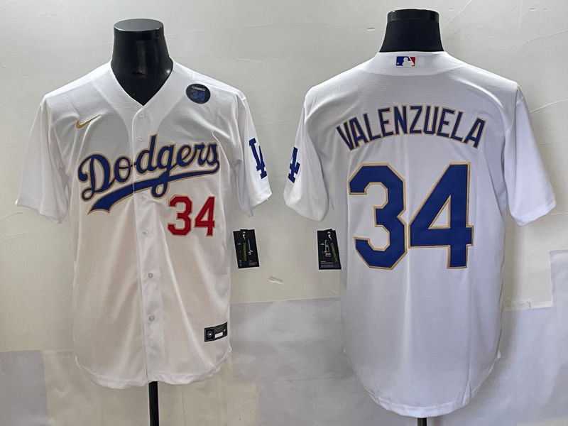 Men 2025 Los Angeles Angels #34 Valenzuela White Gold Game Nike MLB Jersey style 3->los angeles angels->MLB Jersey
